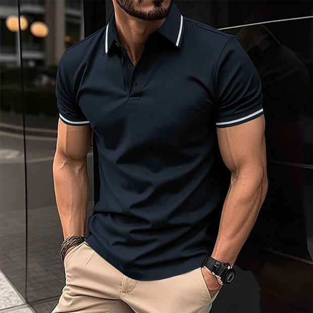 Men's Lapel Short Sleeve Polo Shirt Summer Sports Casual Tops