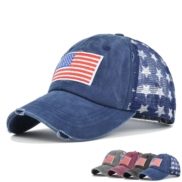 American Flag Embroidered Mesh Cap Embroidered Baseball Hat