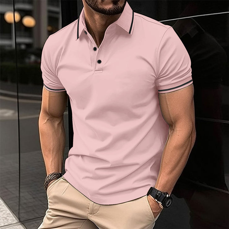 Men's Lapel Short Sleeve Polo Shirt Summer Sports Casual Tops