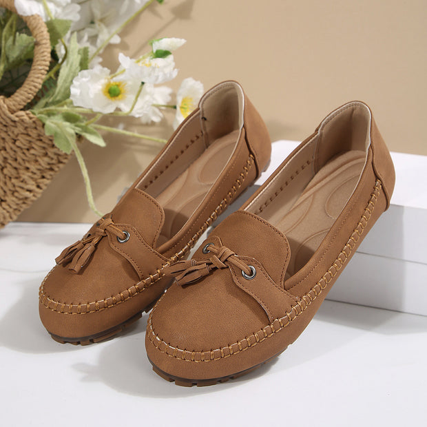 Women's Round Head Loafers Fashion Non-slip Soft Comfortable Flats Shoes