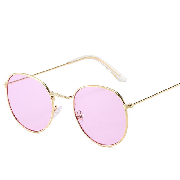 Retro Oval Small Frame Personality Sunglasses Men And Women Vacation Beach Metal Glasses