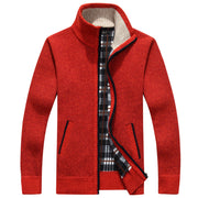 Cardigan Zipper Sweater Thicken Plus Fleece Stand Collar Men's Loose