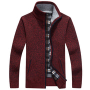 Cardigan Zipper Sweater Thicken Plus Fleece Stand Collar Men's Loose