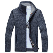 Cardigan Zipper Sweater Thicken Plus Fleece Stand Collar Men's Loose