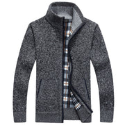 Cardigan Zipper Sweater Thicken Plus Fleece Stand Collar Men's Loose