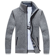 Cardigan Zipper Sweater Thicken Plus Fleece Stand Collar Men's Loose
