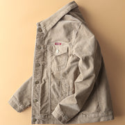 Deng Grass Fleece Jacket Male Youth Tooling Jacket Spring And Autumn Corduroy Fashion Corduroy Jacket Heart