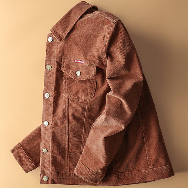 Deng Grass Fleece Jacket Male Youth Tooling Jacket Spring And Autumn Corduroy Fashion Corduroy Jacket Heart