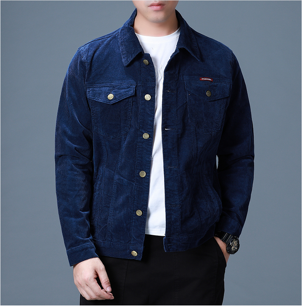 Deng Grass Fleece Jacket Male Youth Tooling Jacket Spring And Autumn Corduroy Fashion Corduroy Jacket Heart