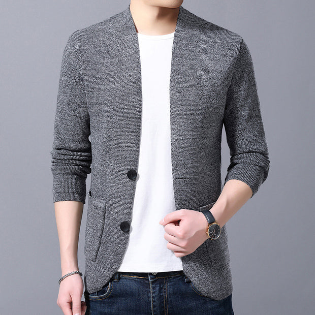 Men's Stand Collar Sweater Pocket Jacket Men's Autumn Knitted Cardigan