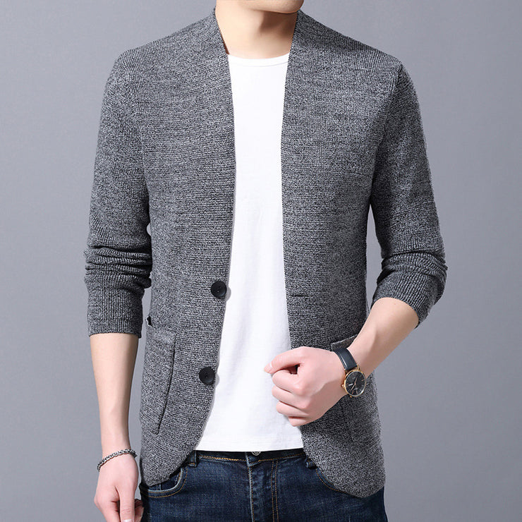 Men's Stand Collar Sweater Pocket Jacket Men's Autumn Knitted Cardigan