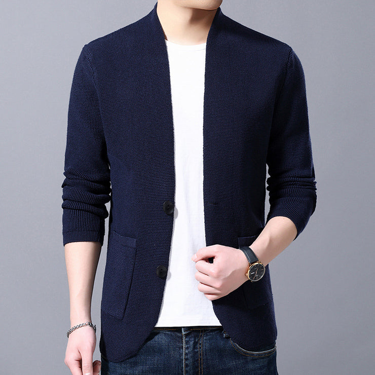 Men's Stand Collar Sweater Pocket Jacket Men's Autumn Knitted Cardigan