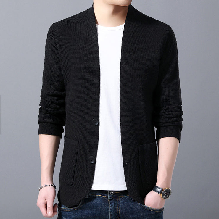 Men's Stand Collar Sweater Pocket Jacket Men's Autumn Knitted Cardigan