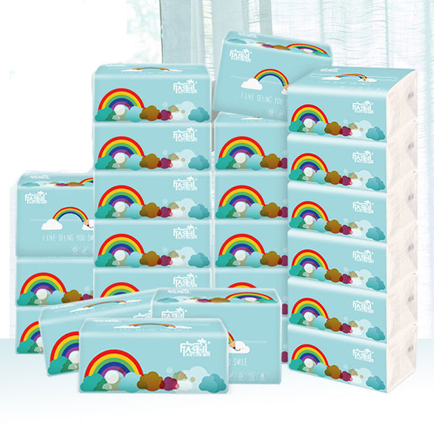Rainbow Pumping Paper 3 Layers 300 Sheets Of Log Paper Towel Household Facial Tissue Paper Napkin Household Toilet Paper Wholesale 100 Pumping