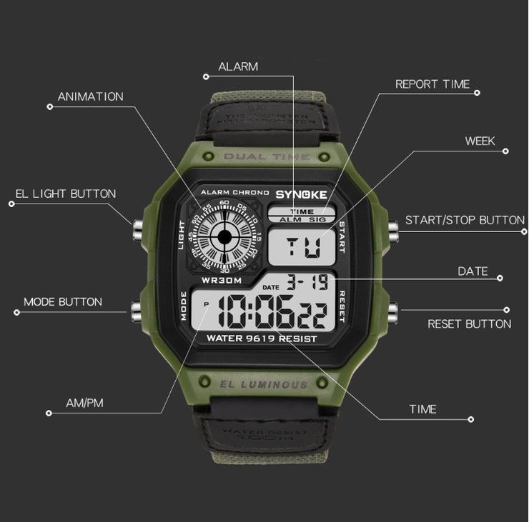 Retro Electronic Watch Luminous Waterproof Sports Men's Watches
