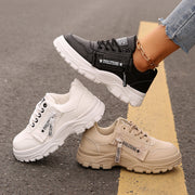 Sports Shoes With Side Zipper Design Thick soled Round toe Casual Shoes For Women