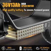 ASKGO Electric Scooter, 500W Motor, 14' Tires, 22Mph 30Miles Long Range, 48V 10.4AH Foldable Commuting Electric Scooter With Seat, E Scooter For Adults, Load 265lbs