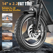 ASKGO Electric Scooter, 500W Motor, 14' Tires, 22Mph 30Miles Long Range, 48V 10.4AH Foldable Commuting Electric Scooter With Seat, E Scooter For Adults, Load 265lbs