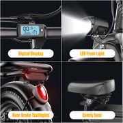 ASKGO Electric Scooter, 500W Motor, 14' Tires, 22Mph 30Miles Long Range, 48V 10.4AH Foldable Commuting Electric Scooter With Seat, E Scooter For Adults, Load 265lbs