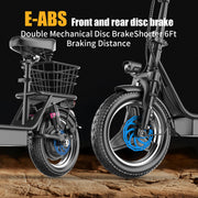 ASKGO Electric Scooter, 500W Motor, 14' Tires, 22Mph 30Miles Long Range, 48V 10.4AH Foldable Commuting Electric Scooter With Seat, E Scooter For Adults, Load 265lbs