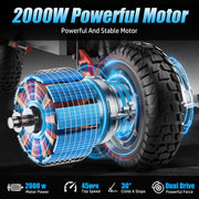 ASKGO K6 Pro Electric Scooter, 2000W Dual Motor, 11in Off Road Tires, 45mph 40Miles Range, Dual Disc Brake, 48V 15Ah Fast E Scooter For Adults Commuter, Outdoor