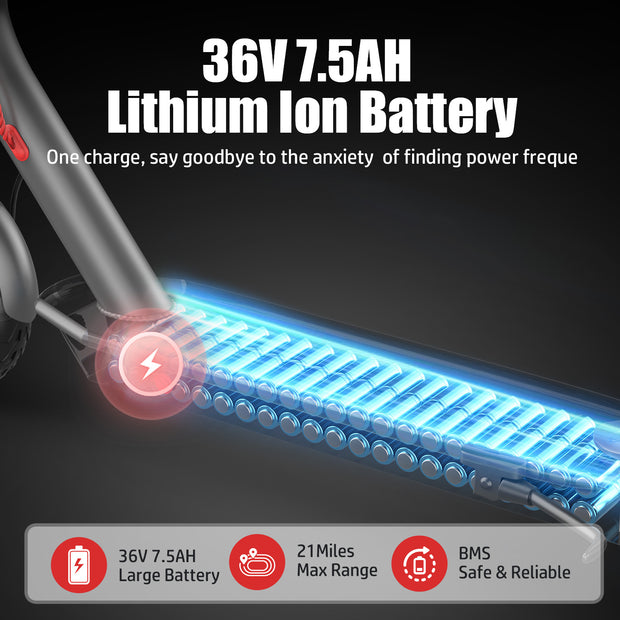 ASKGO Electric Scooter For Adults, 350W Motor, 21Miles Range, 19 Mph, 8.5in Tires, Folding Commuter E Scooter With Dual Suspension And Braking System