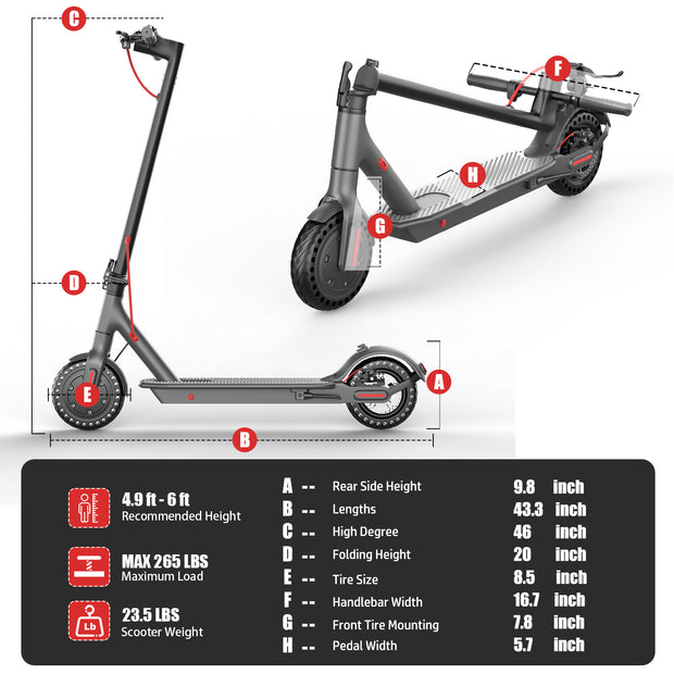 ASKGO Electric Scooter For Adults, 350W Motor, 21Miles Range, 19 Mph, 8.5in Tires, Folding Commuter E Scooter With Dual Suspension And Braking System