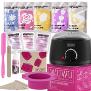 Waxing Kit WUWUVISTA 23 Items Hair Removal Wax Kit With Wax Warmer Waxing Beads For Face, Brazilian, Full Body, Bikini, Sensitiive Skin  Skin Suitable For Plugs Of American, European Specification