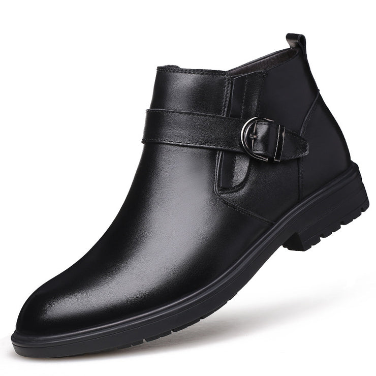 Plush cowhide cotton shoes business boots leather shoes