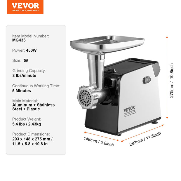 Electric Meat Grinder 3 Lbs Min Sausage Stuffer Maker For Home Kitchen