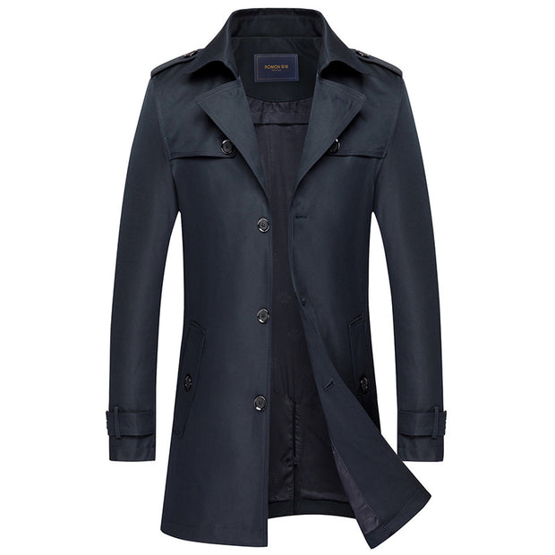 Mid-length Lapel Casual Jacket Slim Coat