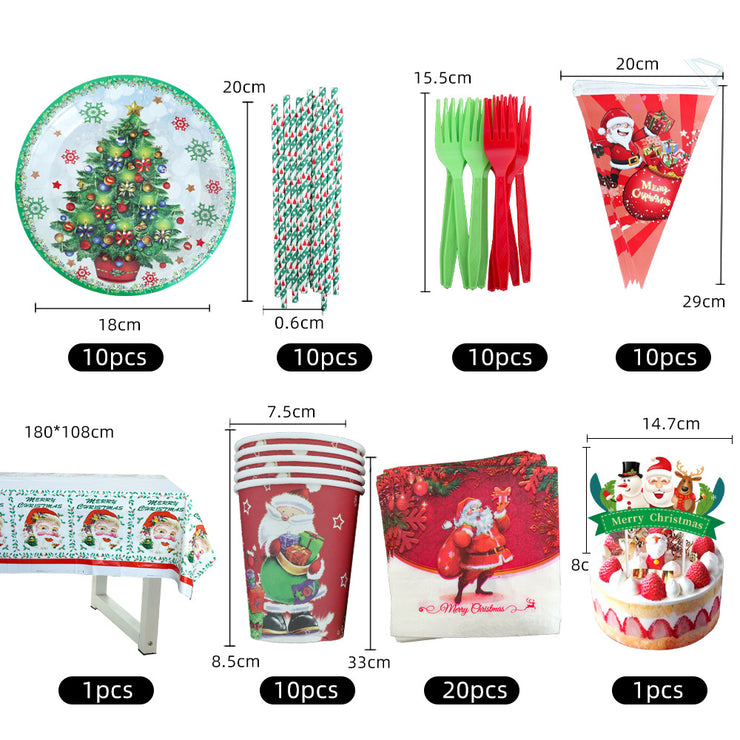 Christmas Theme Tableware Supplies Christmas Paper Plates Cups Holiday