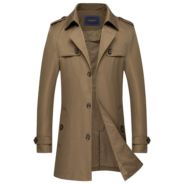 Mid-length Lapel Casual Jacket Slim Coat