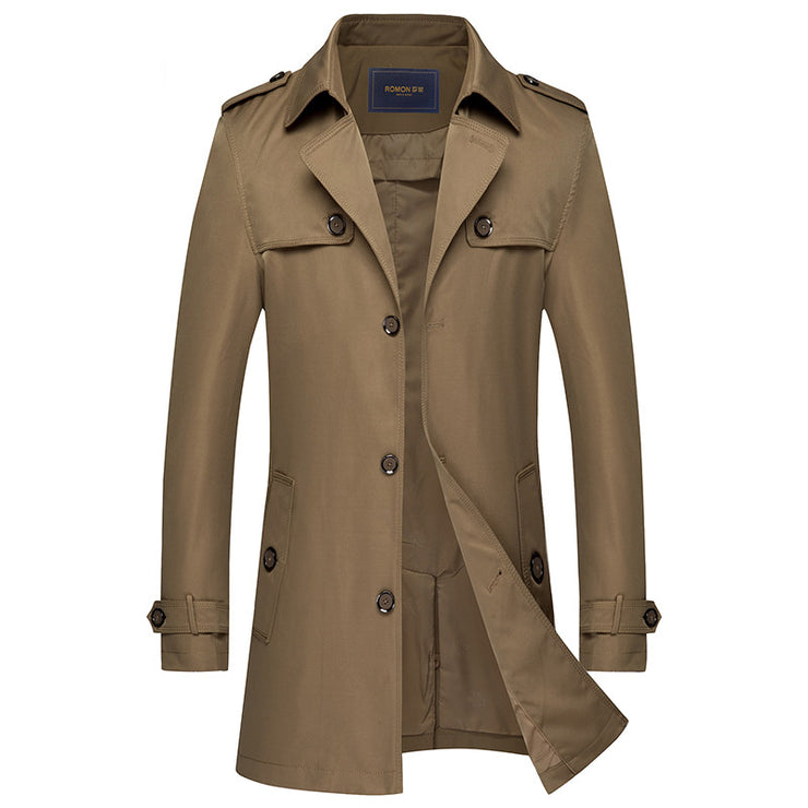 Mid-length Lapel Casual Jacket Slim Coat