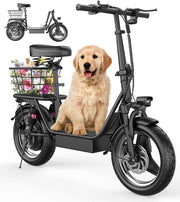 ASKGO Electric Scooter, 500W Motor, 14' Tires, 22Mph 30Miles Long Range, 48V 10.4AH Foldable Commuting Electric Scooter With Seat, E Scooter For Adults, Load 265lbs