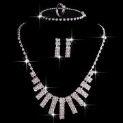 4 Pieces Rhinestones Necklace Set With Earrings Ring And Bracelet Fashion Jewelry For Women