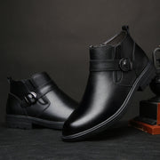 Plush cowhide cotton shoes business boots leather shoes