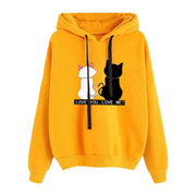 Cute Cat Print Hoodie Sweatshirt Women Streetwear Long Sleeve Clothes