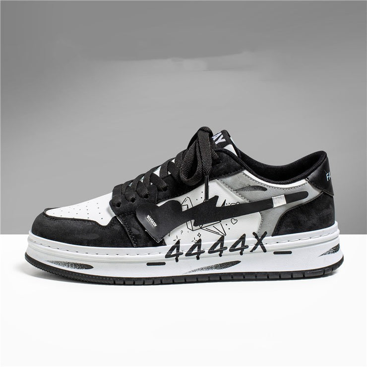 Distressed Graffiti Skateboard Shoes Men's Sneakers