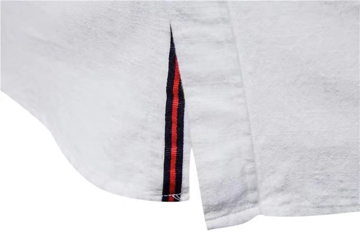 Men's Cotton And Linen Casual Fashion Solid Color Long Sleeve Henley Shirt