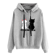 Cute Cat Print Hoodie Sweatshirt Women Streetwear Long Sleeve Clothes