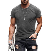 Men's Casual Short Sleeve T-shirt Summer Fashion Solid Color Tops