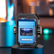 New Pulse Lighter Double Arc Outdoor Windproof Type-C Charging Electric Lighter Mechanical Alloy Rotary Gyroscope Decompression Tool