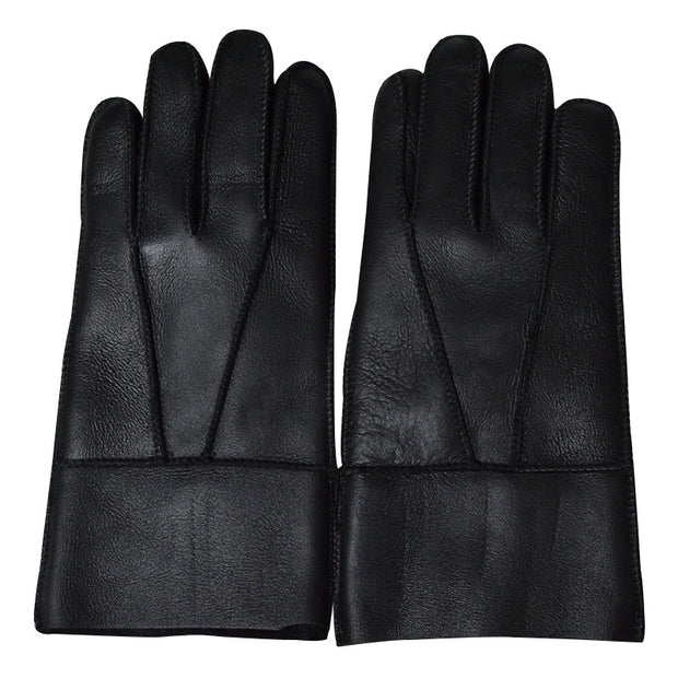 Men's Winter Sheepskin Wool Gloves For Warmth And Wind Protection