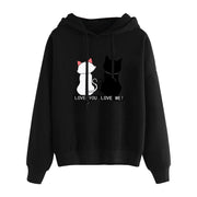 Cute Cat Print Hoodie Sweatshirt Women Streetwear Long Sleeve Clothes