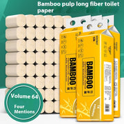 64 Rolls Natural Color Toilet Paper Household Affordable