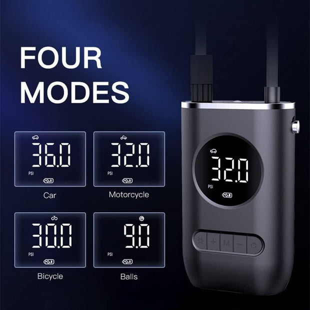 Tire Inflator Portable Air Compressor,Portable Electric Inflator 150PSI Cordless Electric Ball Inflator Rechargeable Bicycle Air  Inflator With Digital LED Display