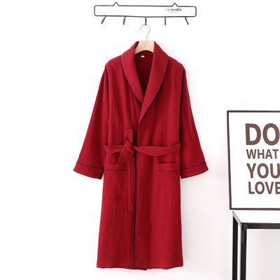 Nightgown Cardigan Lapel Over-the-knee Home Nightdress Four Seasons Thin Men And Women Couple Hotel Hot Spring Robe