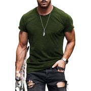 Men's Casual Short Sleeve T-shirt Summer Fashion Solid Color Tops