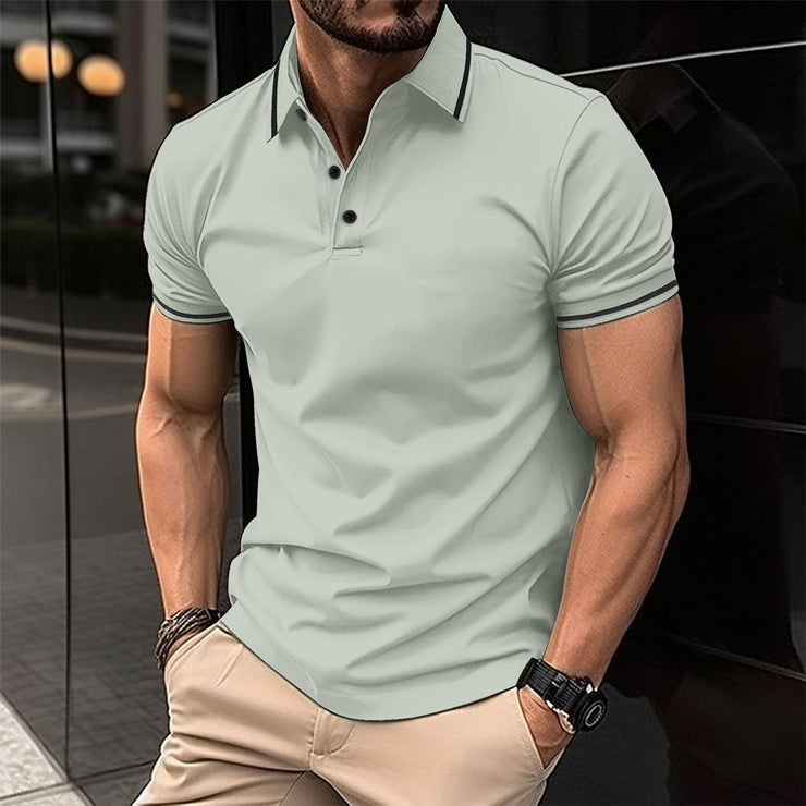 Men's Lapel Short Sleeve Polo Shirt Summer Sports Casual Tops